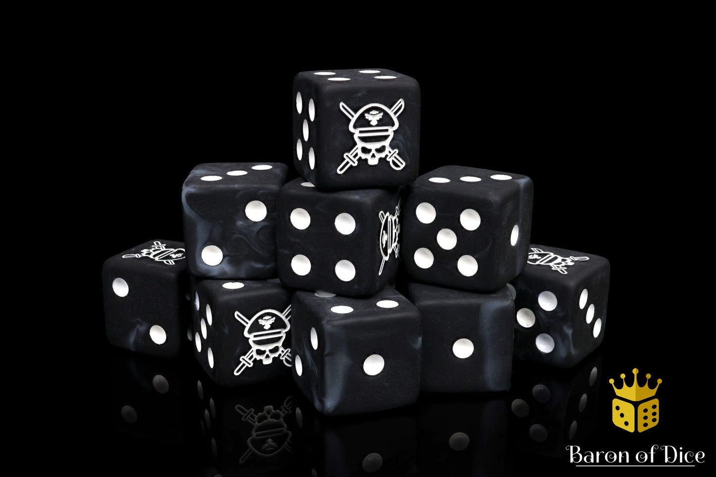 Military Sergeant Dice - Black - Out of Play