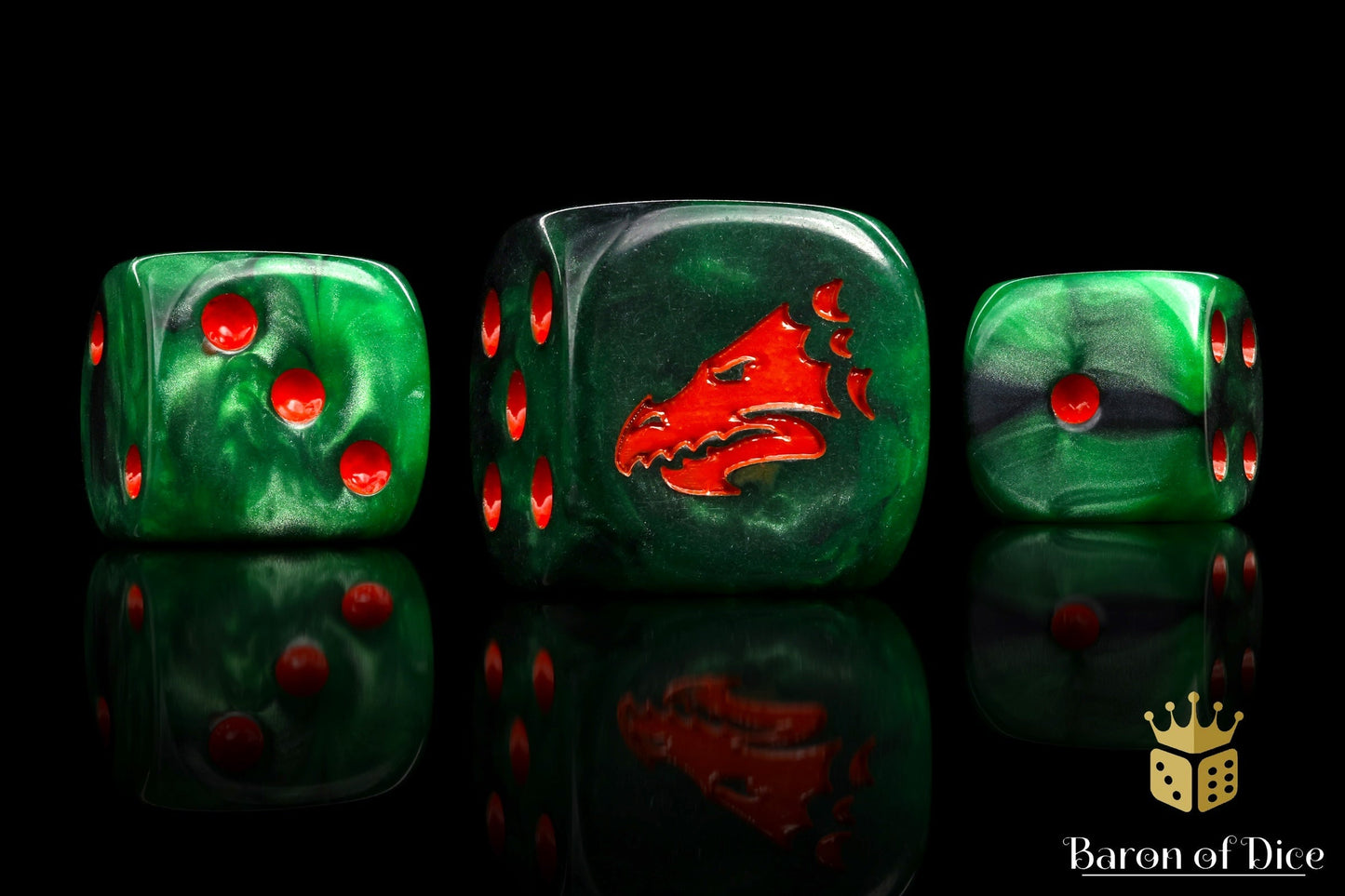 Drake Dice - Green & Orange - Out of Play