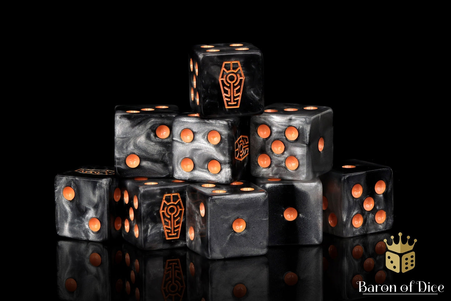 Day of the Dead Dice - Orange Coffin - Out of Play