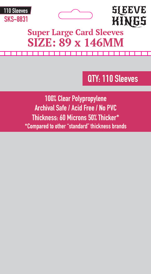 Super Large Game Card Sleeves (89x146mm) 110 Pack, 60 Micron, SKS-8831 - Out of Play