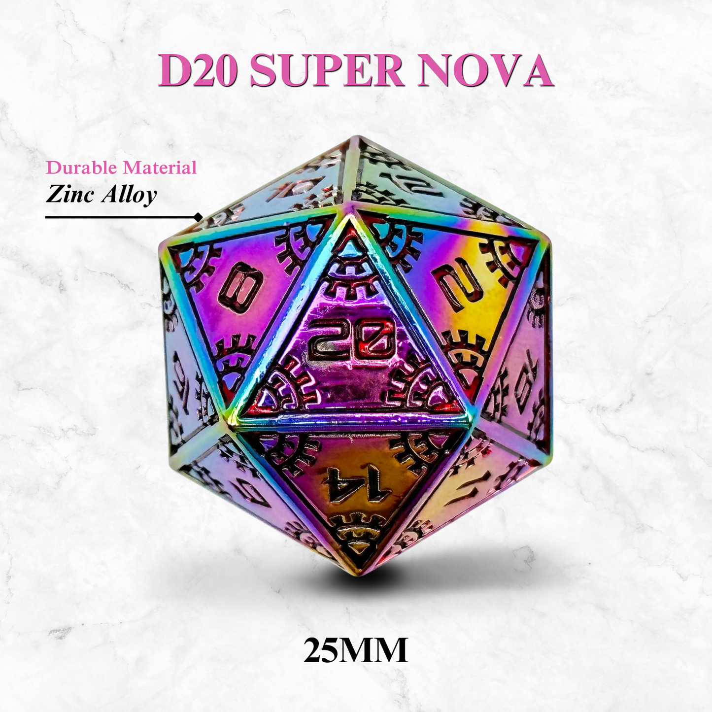 Space Dice Meteor Runestones™ - 25mm D20 - Super Nova - Out of Play