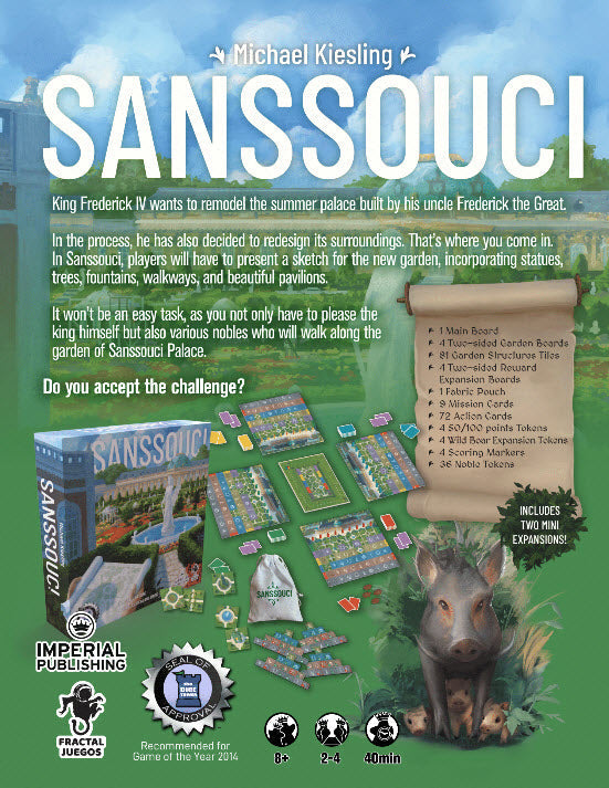 Sanssouci Board Game by Michael Keisling 2-4 Players - Out of Play