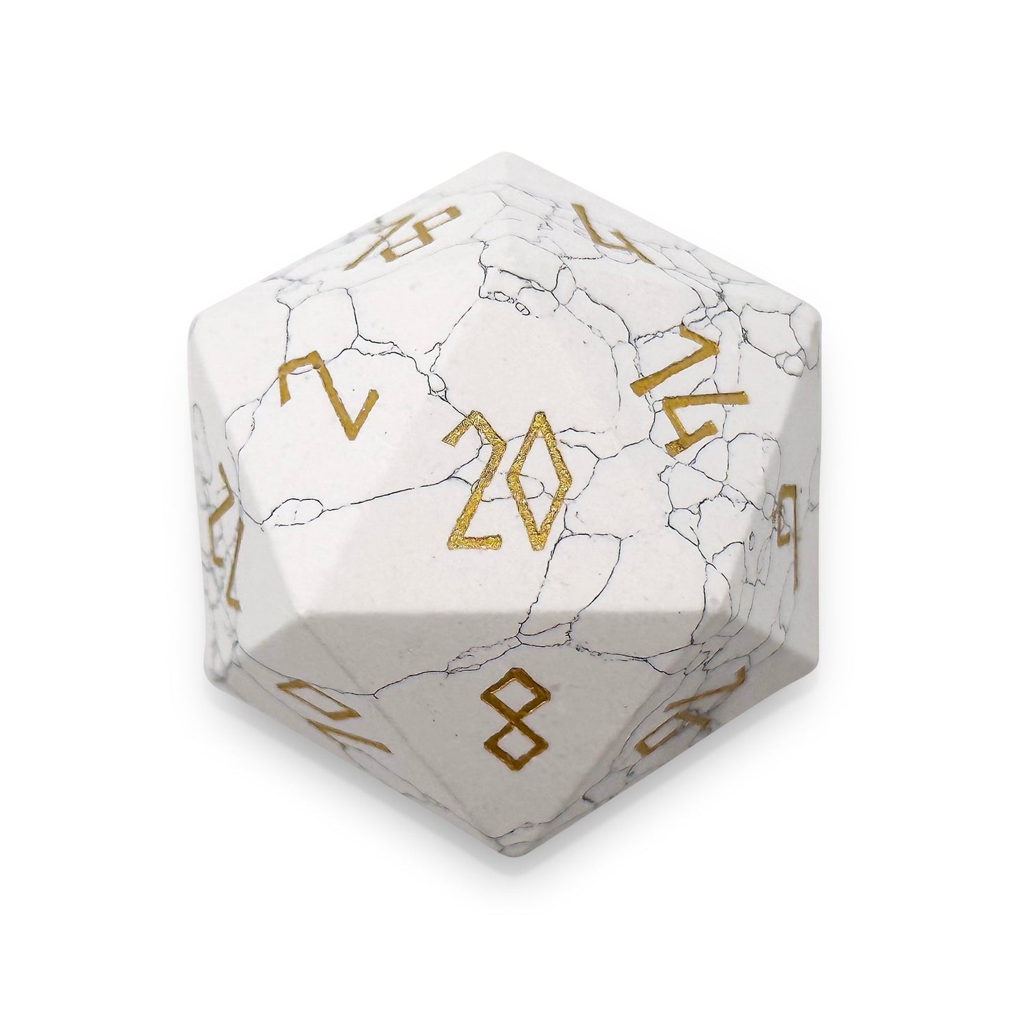 White Howlite - Boulder® 30mm Gemstone Dice - Out of Play