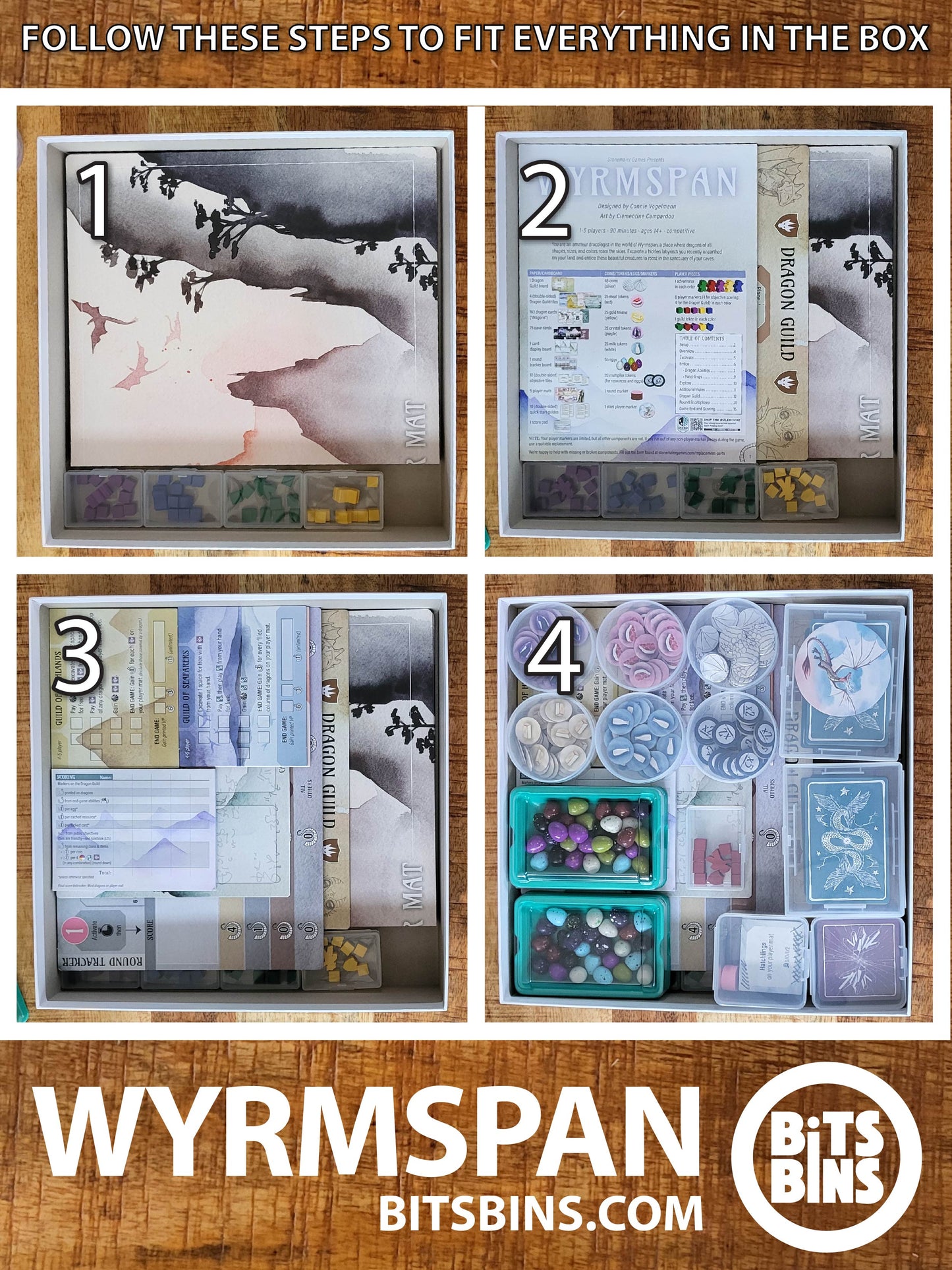 Bits Bins Wyrmspan - 6 Pods, 5 Minis, 2 100+ Card Boxes, 2 Stack