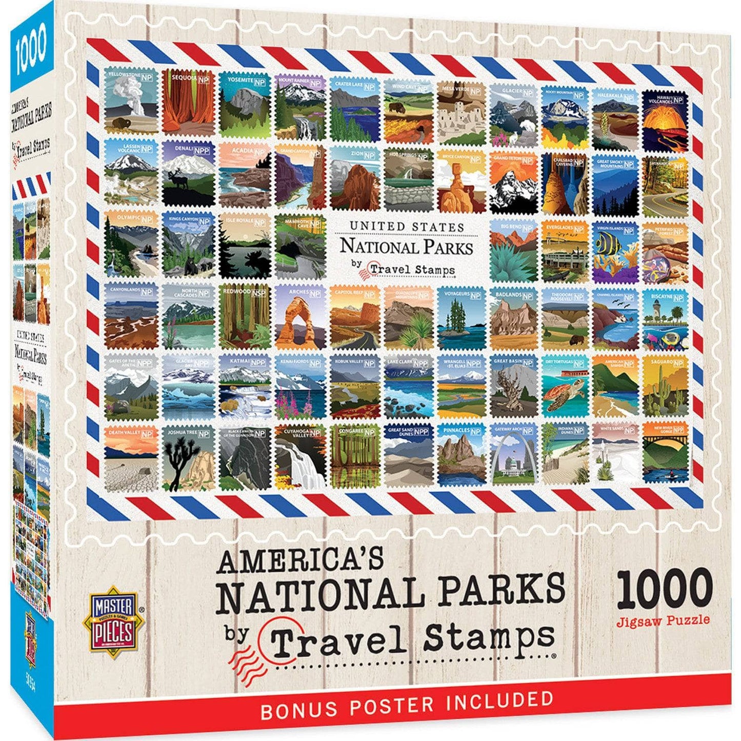 National Parks Travel Stamps 1000 Piece Jigsaw Puzzle - Out of Play