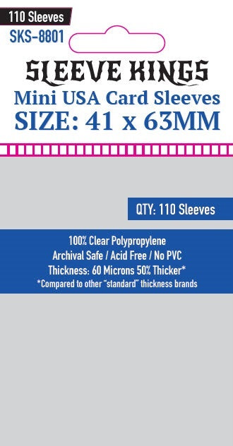 Sleeve Kings Mini USA Card Sleeves (41x63mm) - 110 Pack, -SKS-8801 - Out of Play