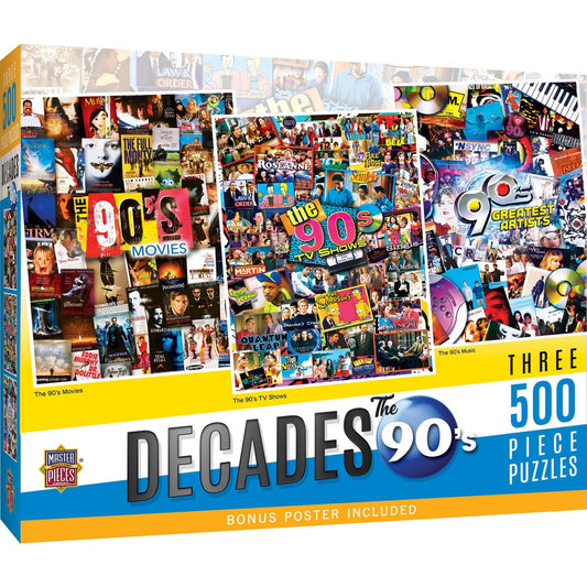 Decades - The 90's 500 Piece Jigsaw Puzzles 3 Pack - Out of Play