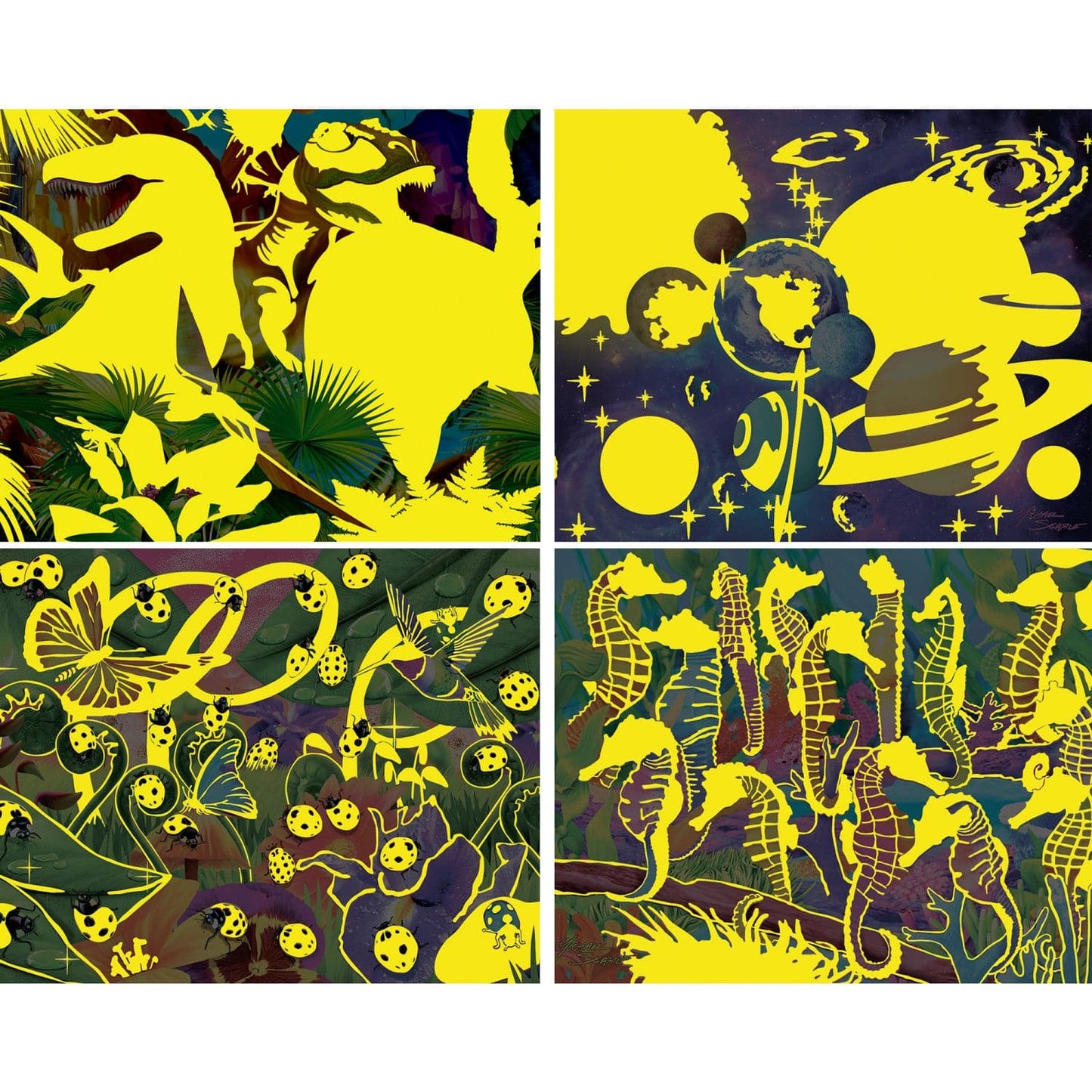 Glow in the Dark 100 Piece Jigsaw Puzzles - 4-Pack V2 - Out of Play