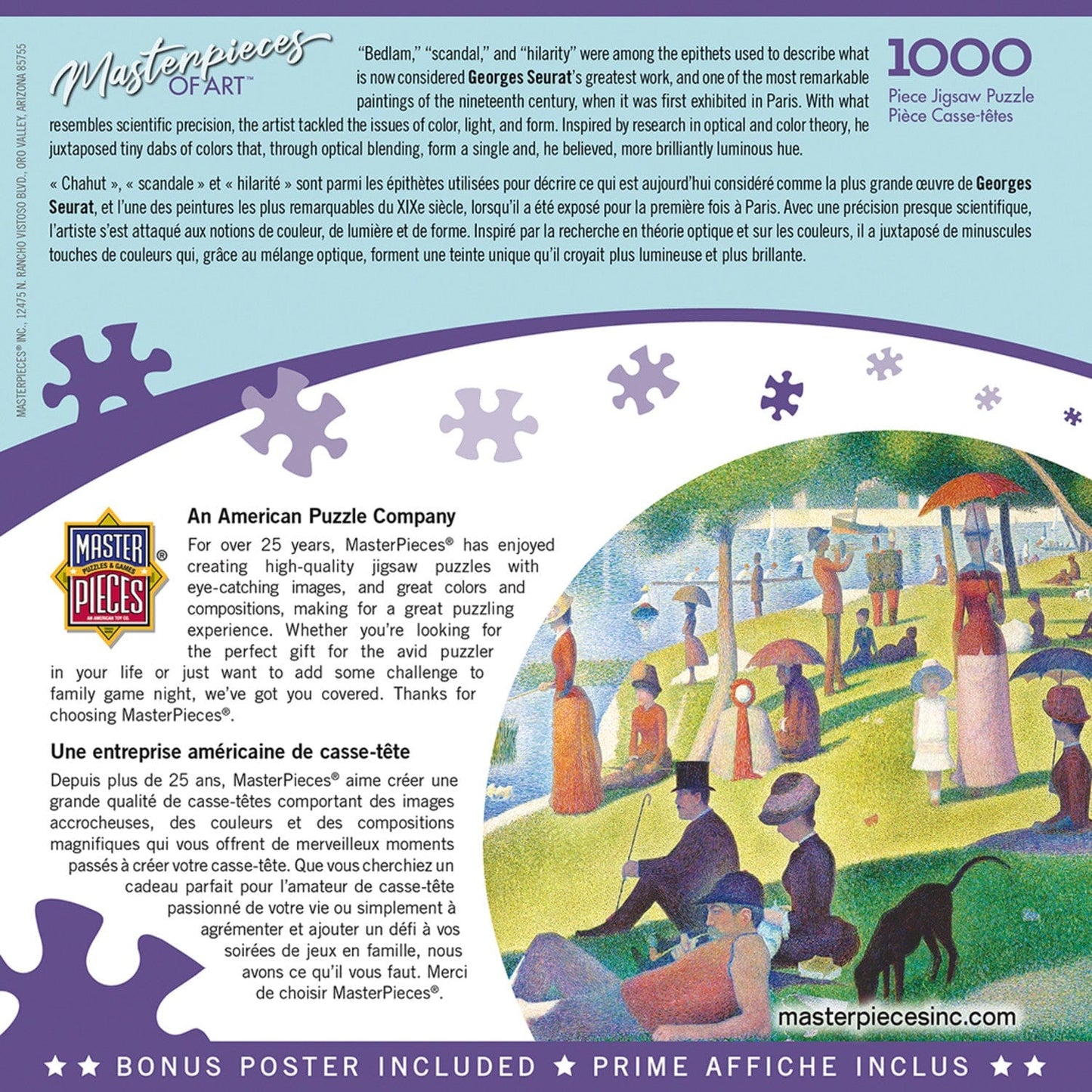 MasterPieces of Art - A Sunday on La Grande Jatte 1000 Piece Jigsaw Puzzle - Out of Play