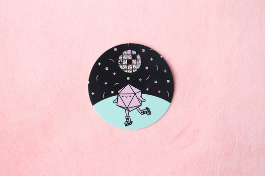 Roller Rink Dice Buddy Glitter Sticker