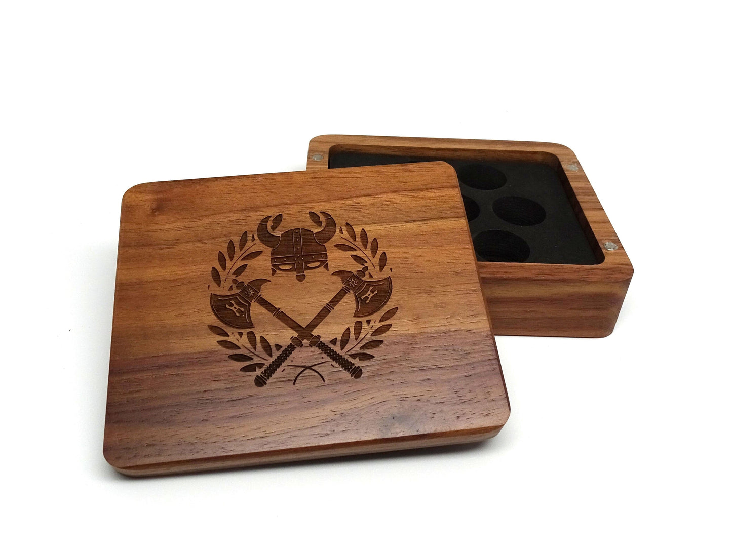 Battle Helmet Wooden Dice Case Easy Roller Dice Company