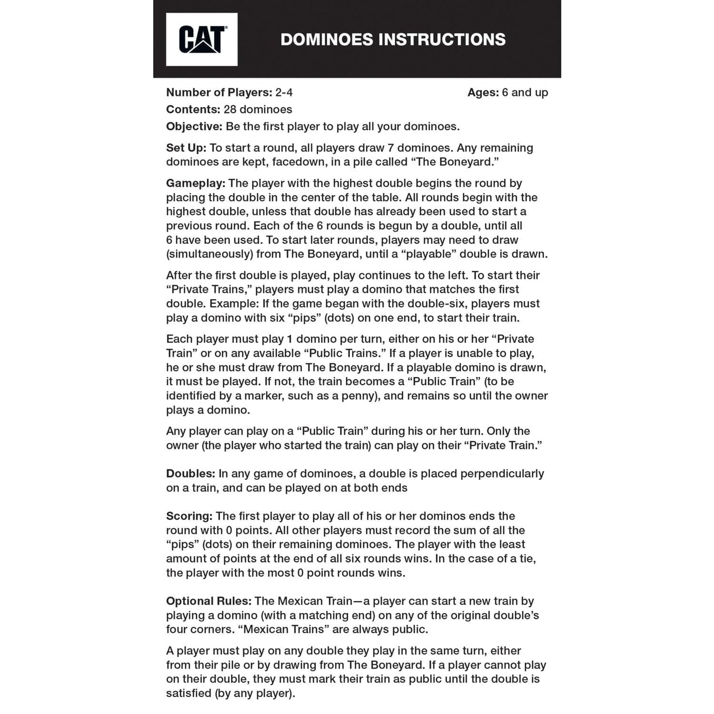 CAT - Caterpillar Dominoes - Out of Play
