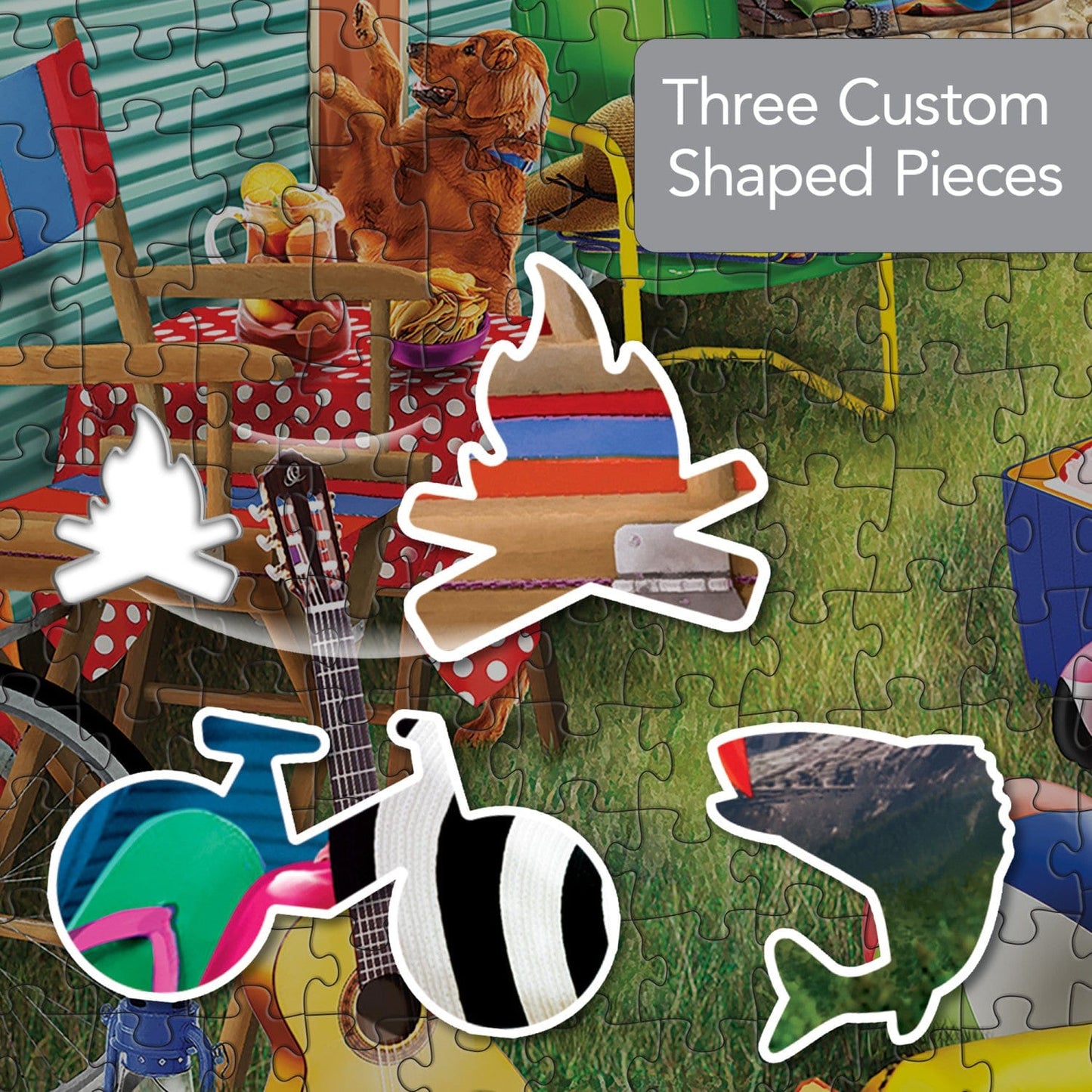 Shapes - Happy Campers 1000 Piece Shaped Jigsaw Puzzle - Out of Play