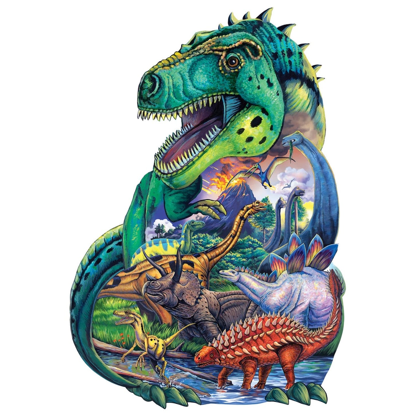 Dinosaur Days - 100 Piece Shaped Jigsaw Puzzle - Out of Play