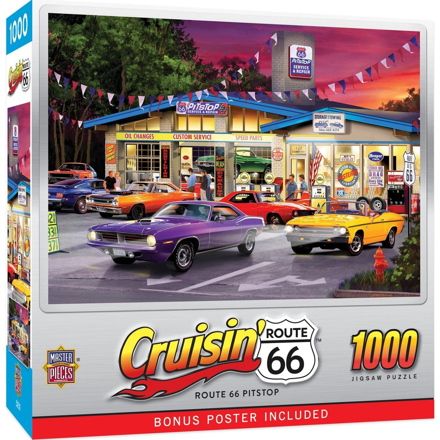 Cruisin' Route 66 - Pitstop 1000 Piece Jigsaw Puzzle - Out of Play