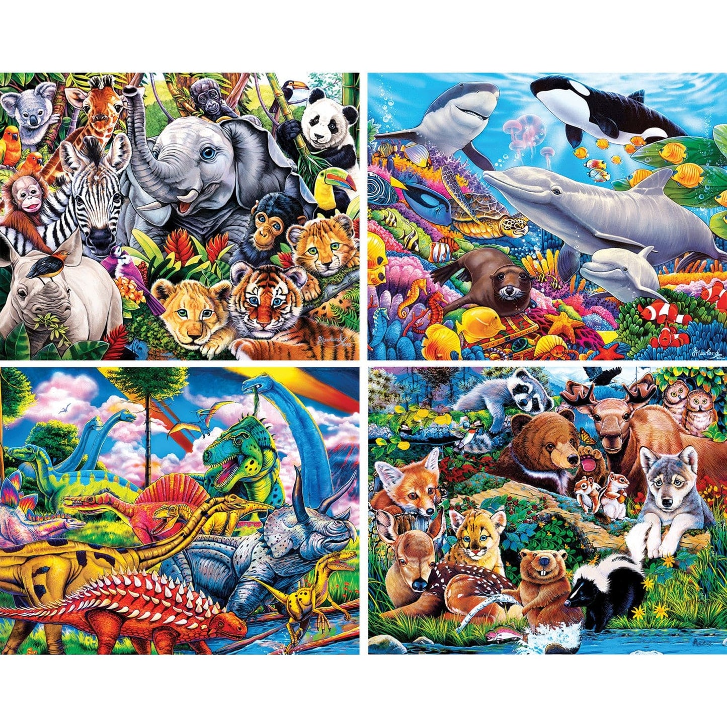 World of Animals 100 Piece Jigsaw Puzzles 4-Pack V1 MasterPieces Puzzle Company INC