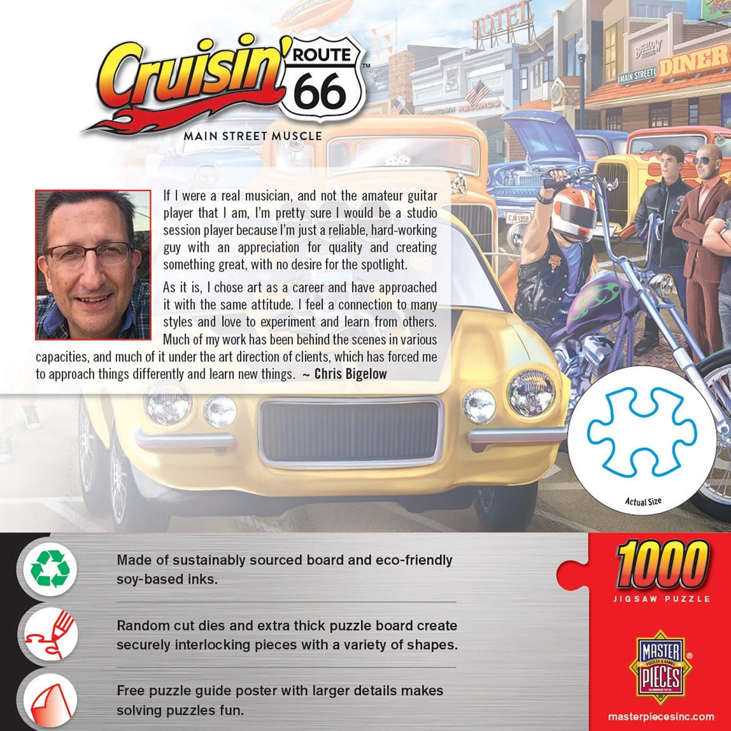 Cruisin' Route 66 - Main Street Muscle 1000 Piece Jigsaw Puzzle - Out of Play