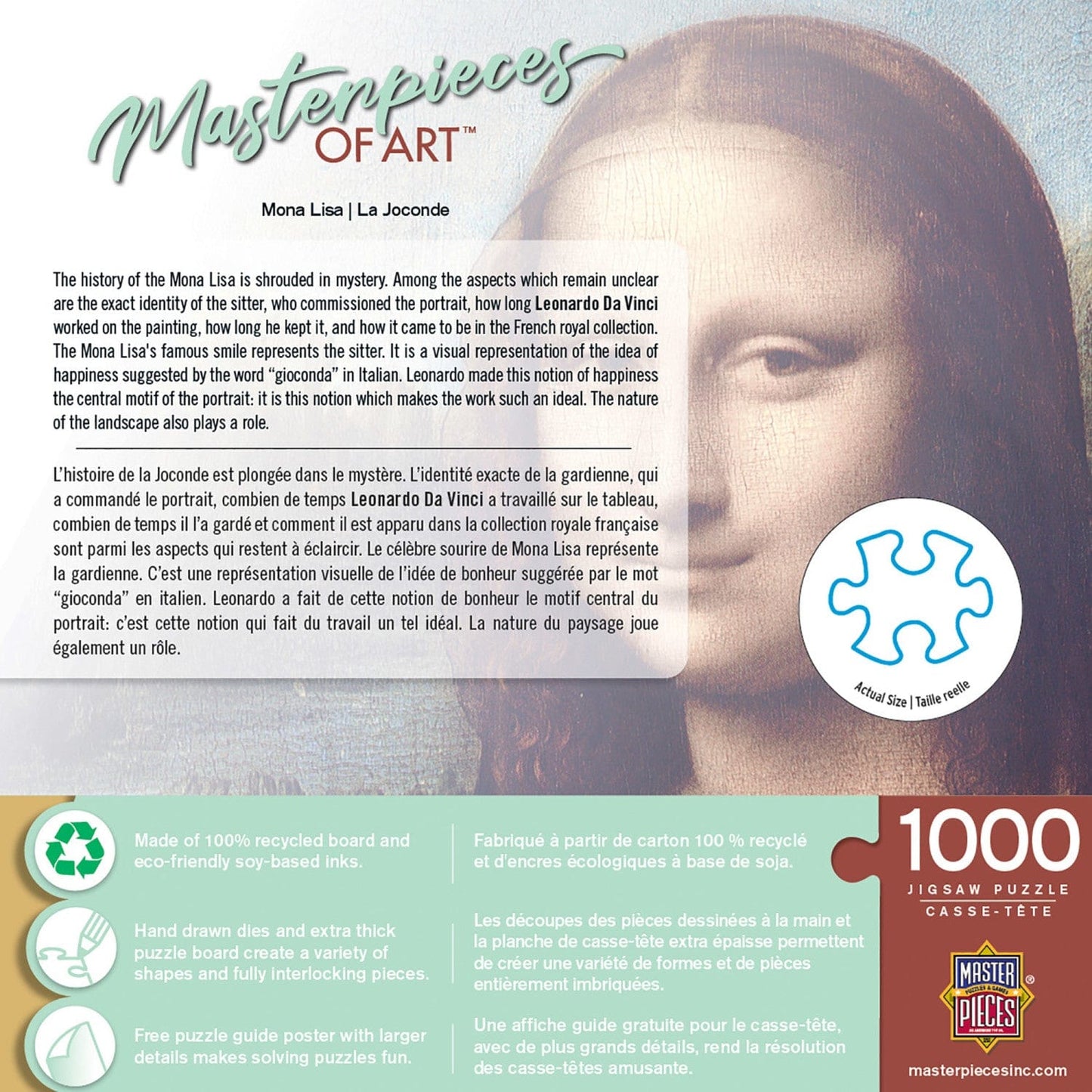 MasterPieces of Art - Mona Lisa 1000 Piece Jigsaw Puzzle - Out of Play