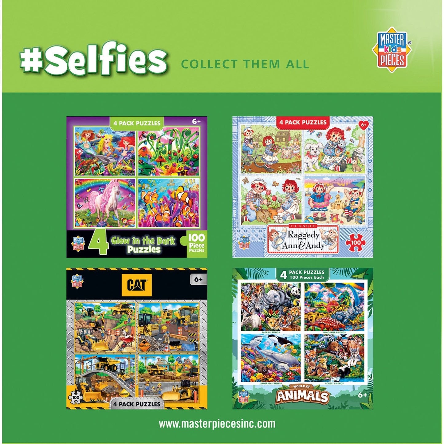 Selfies 100 Piece Jigsaw Puzzles 4-Pack MasterPieces Puzzle Company INC