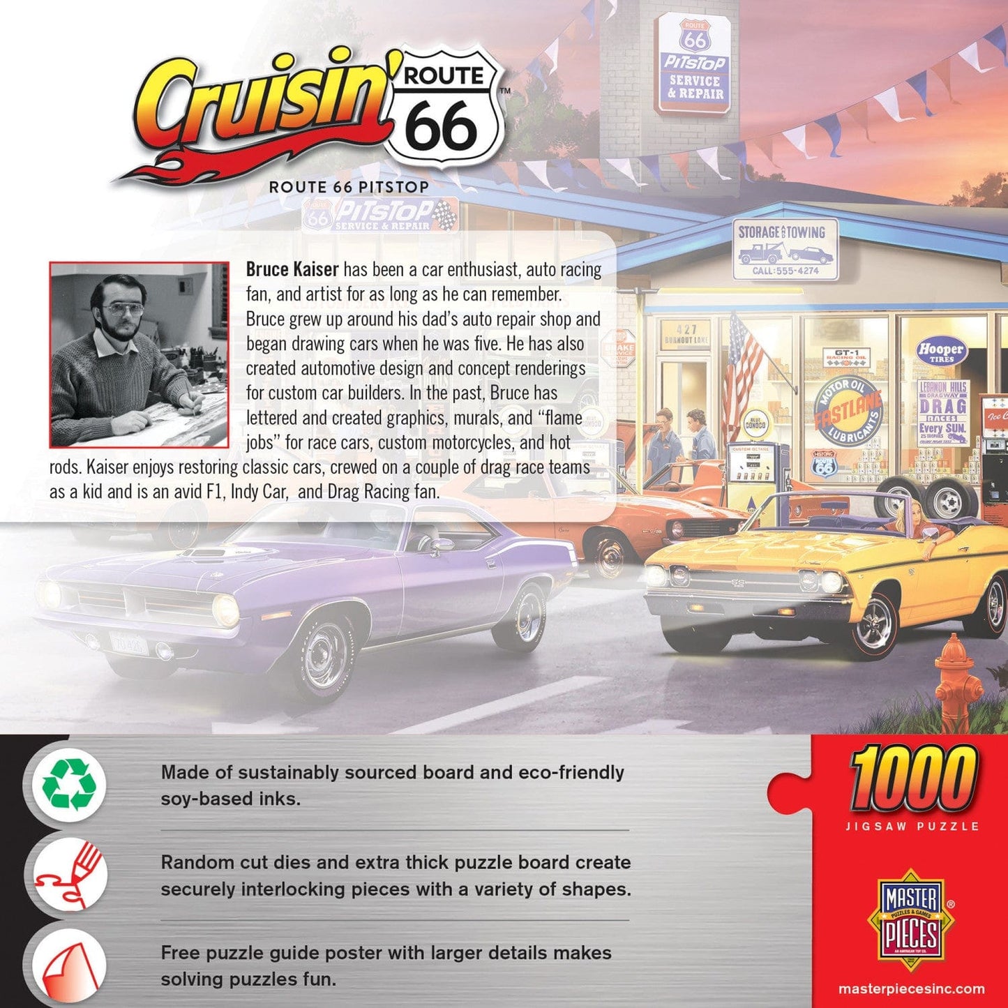 Cruisin' Route 66 - Pitstop 1000 Piece Jigsaw Puzzle - Out of Play