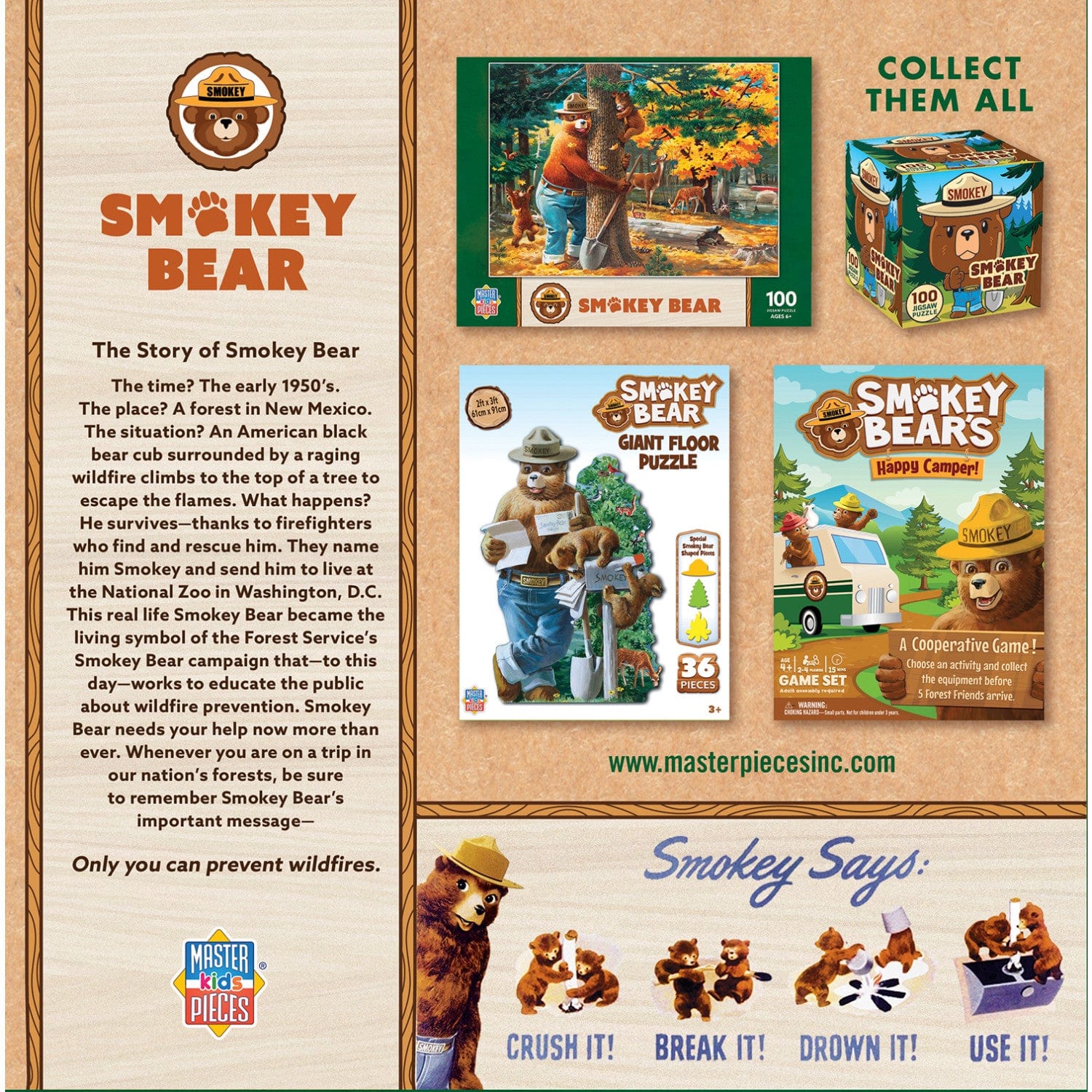 Smokey Bear 100 Piece Jigsaw Puzzles 4-Pack - Out of Play