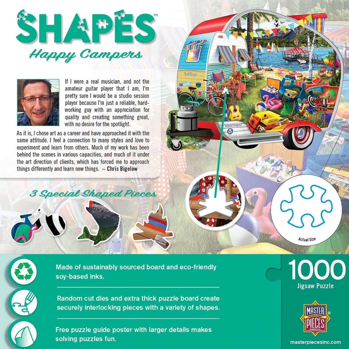 Shapes - Happy Campers 1000 Piece Shaped Jigsaw Puzzle - Out of Play