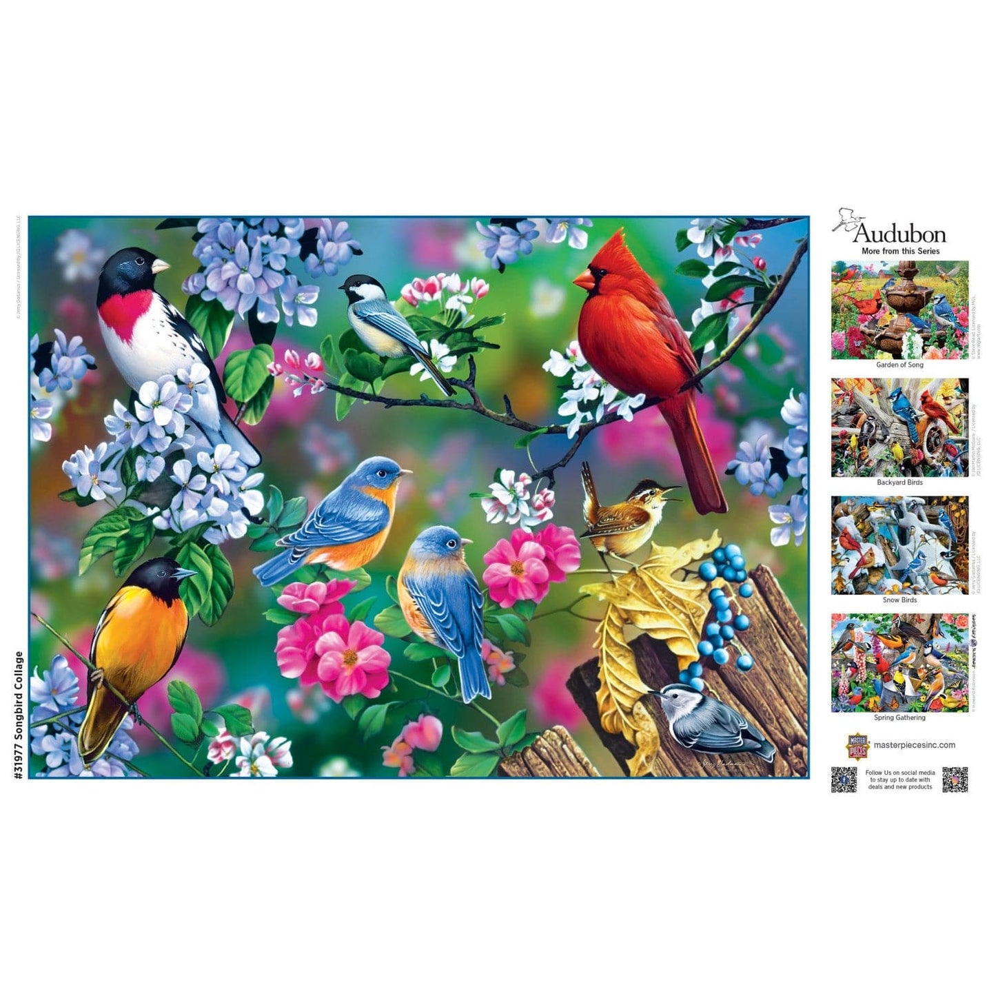 Audubon - Songbird Collage 1000 Piece Jigsaw Puzzle - Out of Play