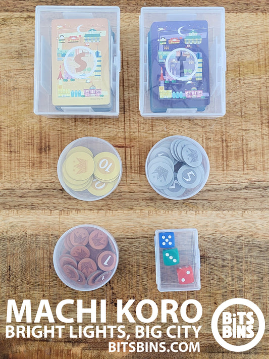 Bits Bins Machi Koro Bright Lights, Big City - 3 Pods, 1 Mini, 2 100+ Card Box - Out of Play
