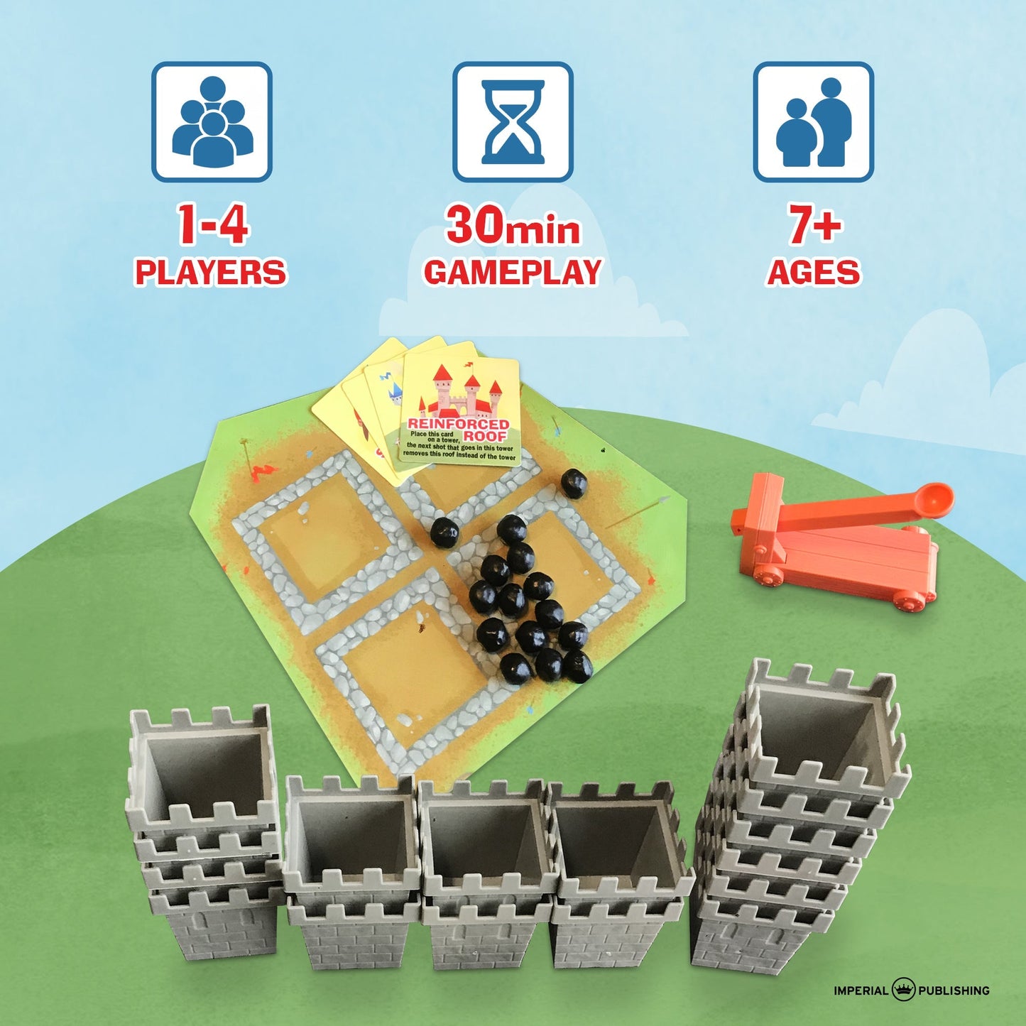 Catapult Castle 1-4 Player Medieval Dexterity Game - - Out of Play
