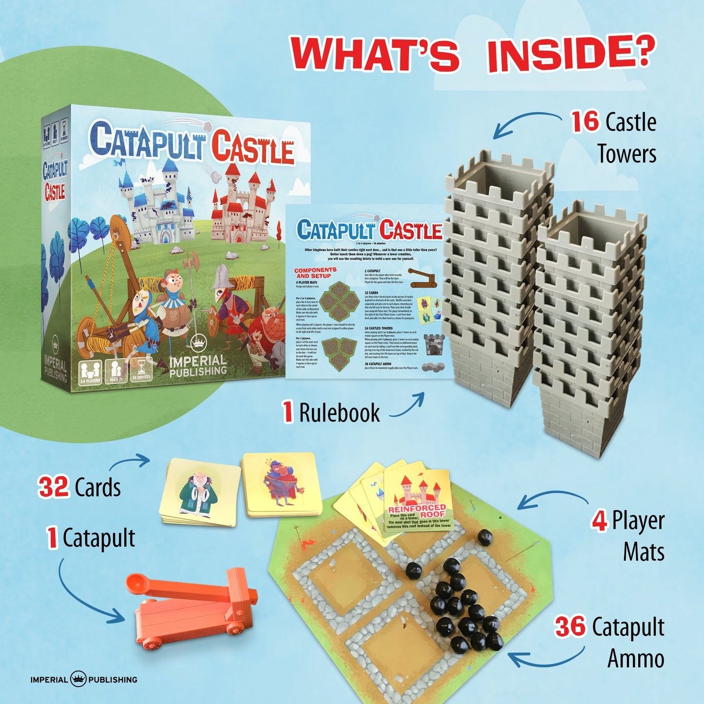 Catapult Castle 1-4 Player Medieval Dexterity Game - - Out of Play