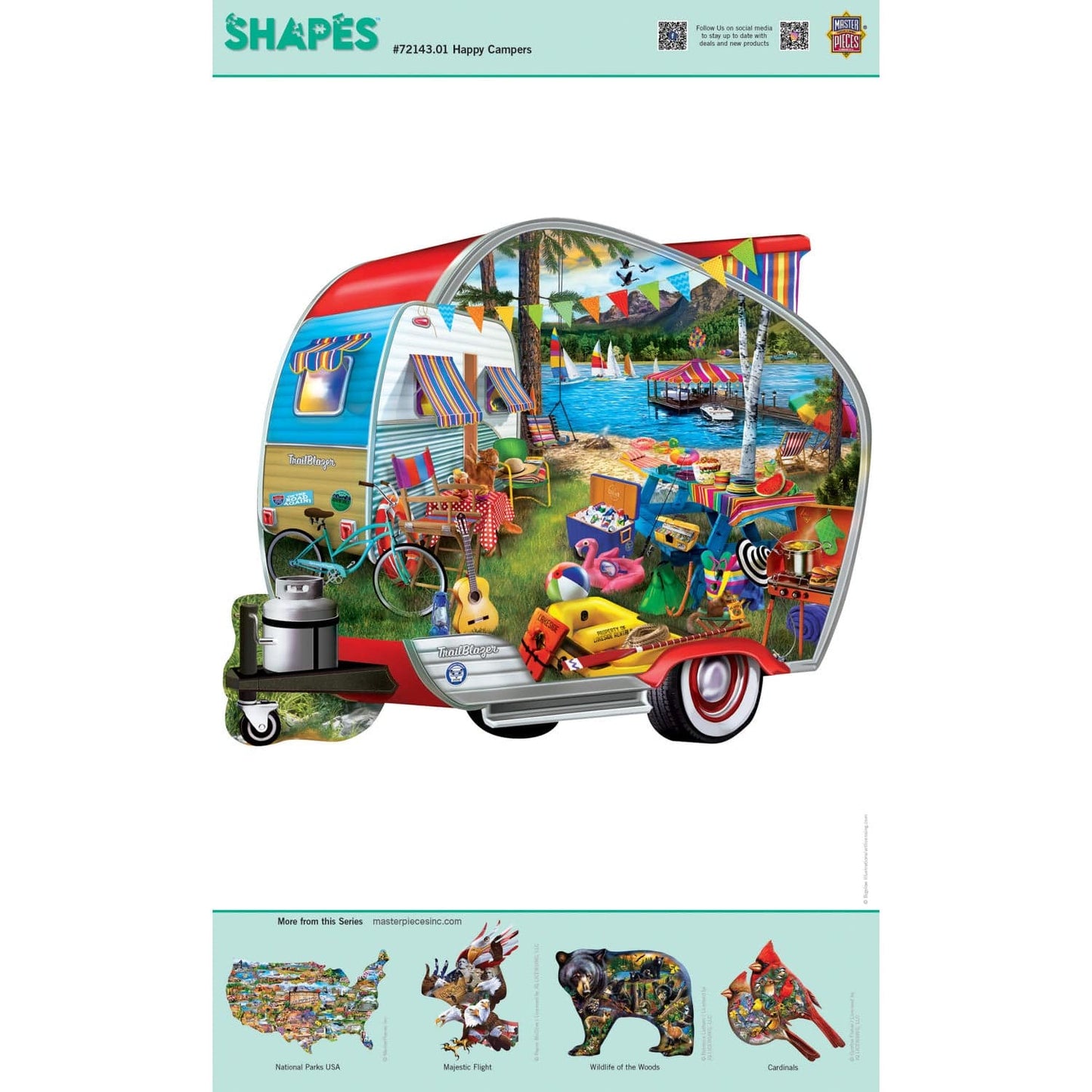 Shapes - Happy Campers 1000 Piece Shaped Jigsaw Puzzle - Out of Play