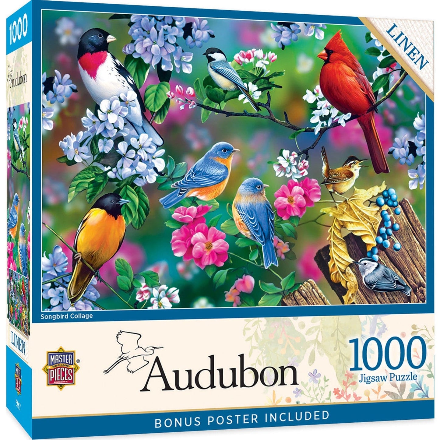 Audubon - Songbird Collage 1000 Piece Jigsaw Puzzle - Out of Play