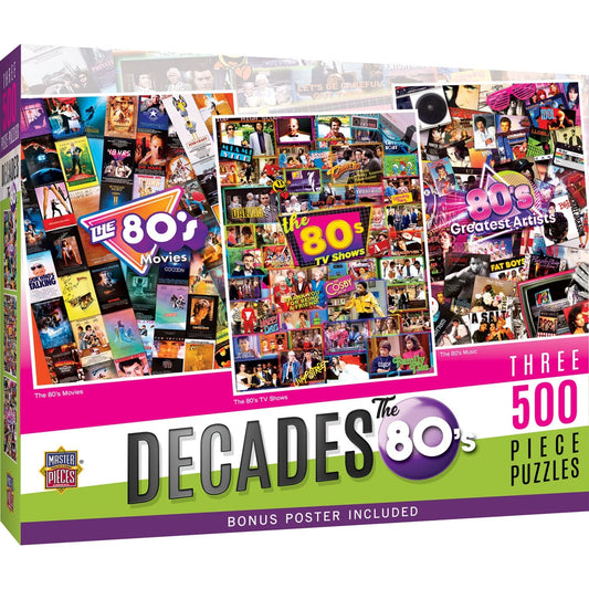 Decades - The 80's 500 Piece Jigsaw Puzzles 3 Pack - Out of Play