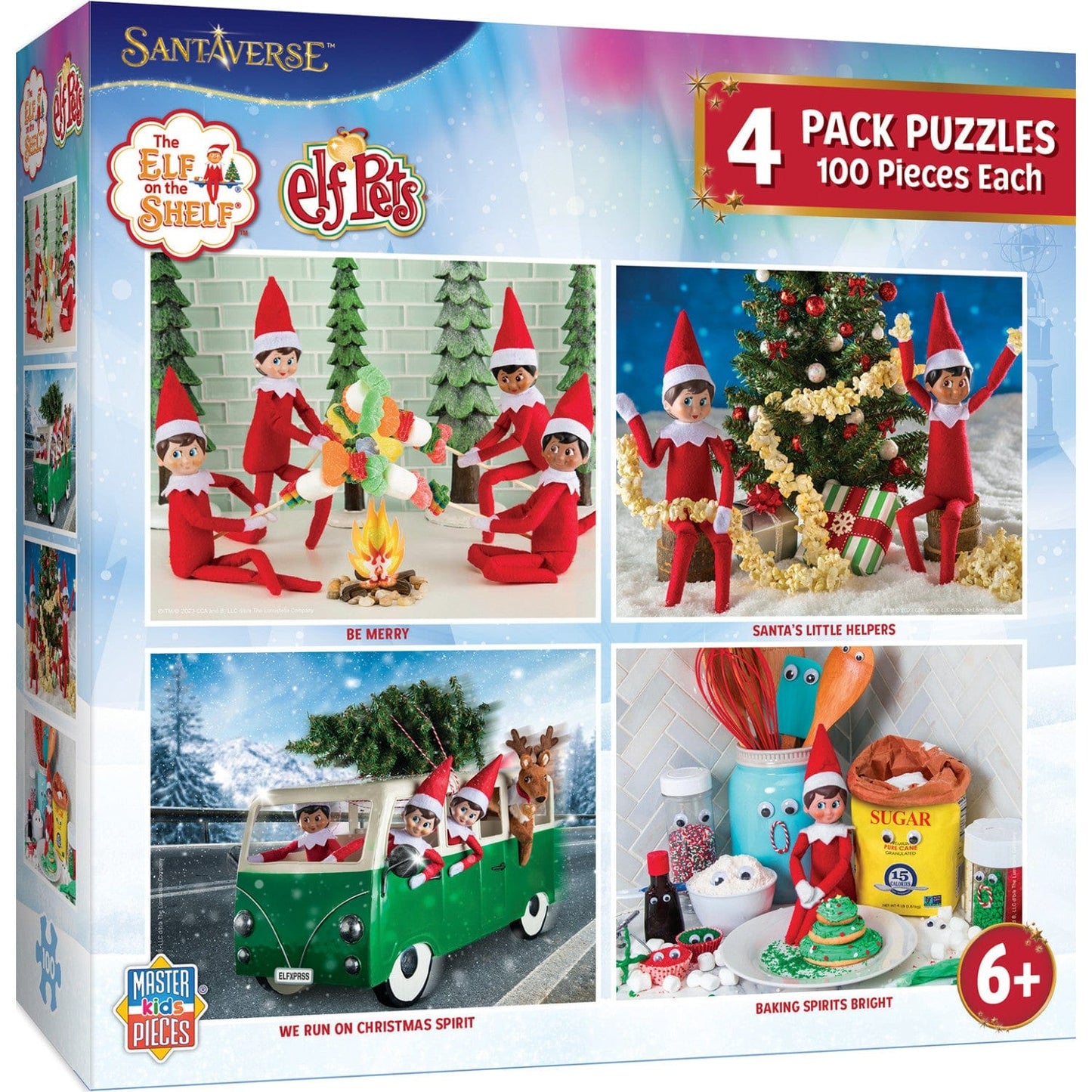 Elf on the Shelf 4-Pack 100 Piece Jigsaw Puzzles - V2 - Out of Play