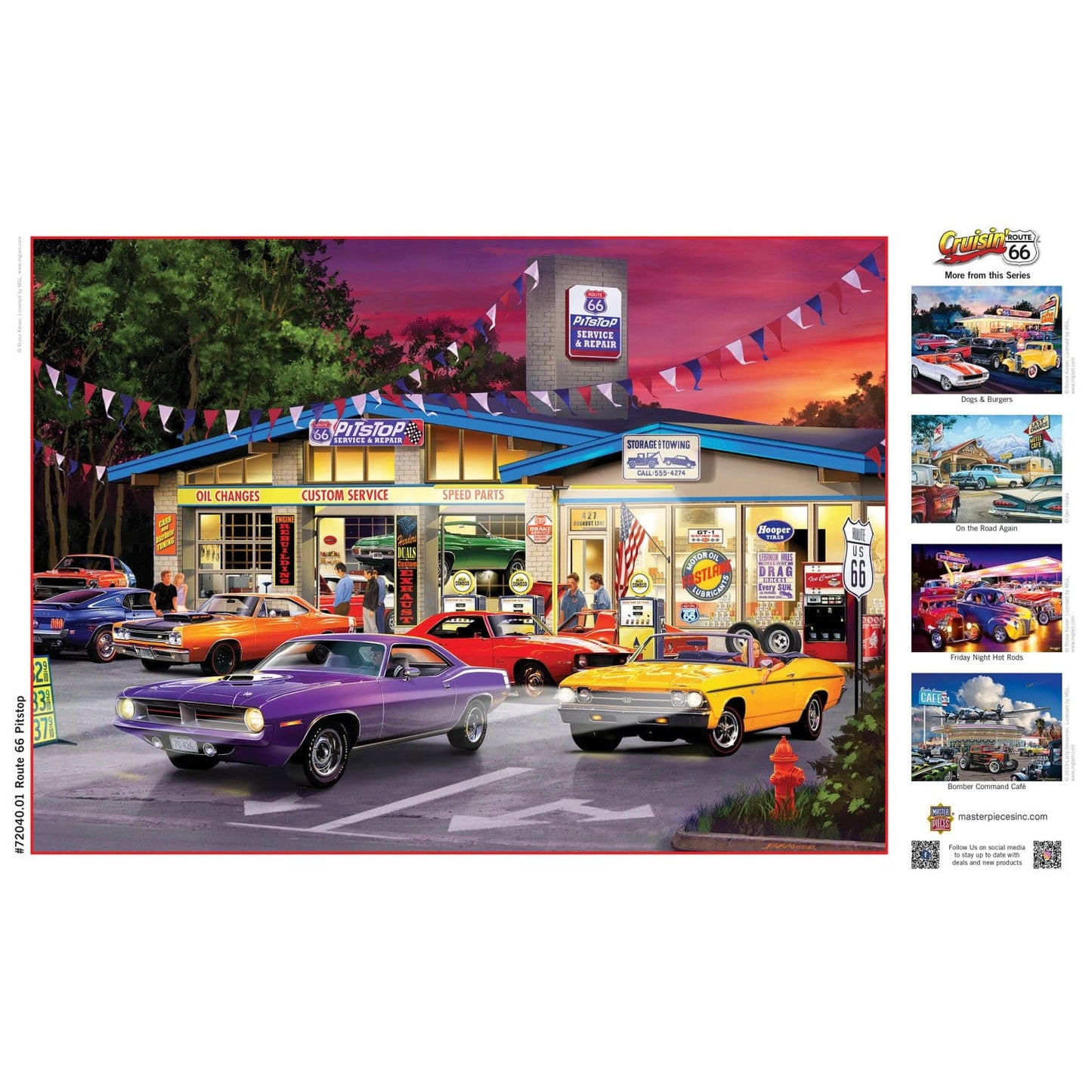 Cruisin' Route 66 - Pitstop 1000 Piece Jigsaw Puzzle - Out of Play