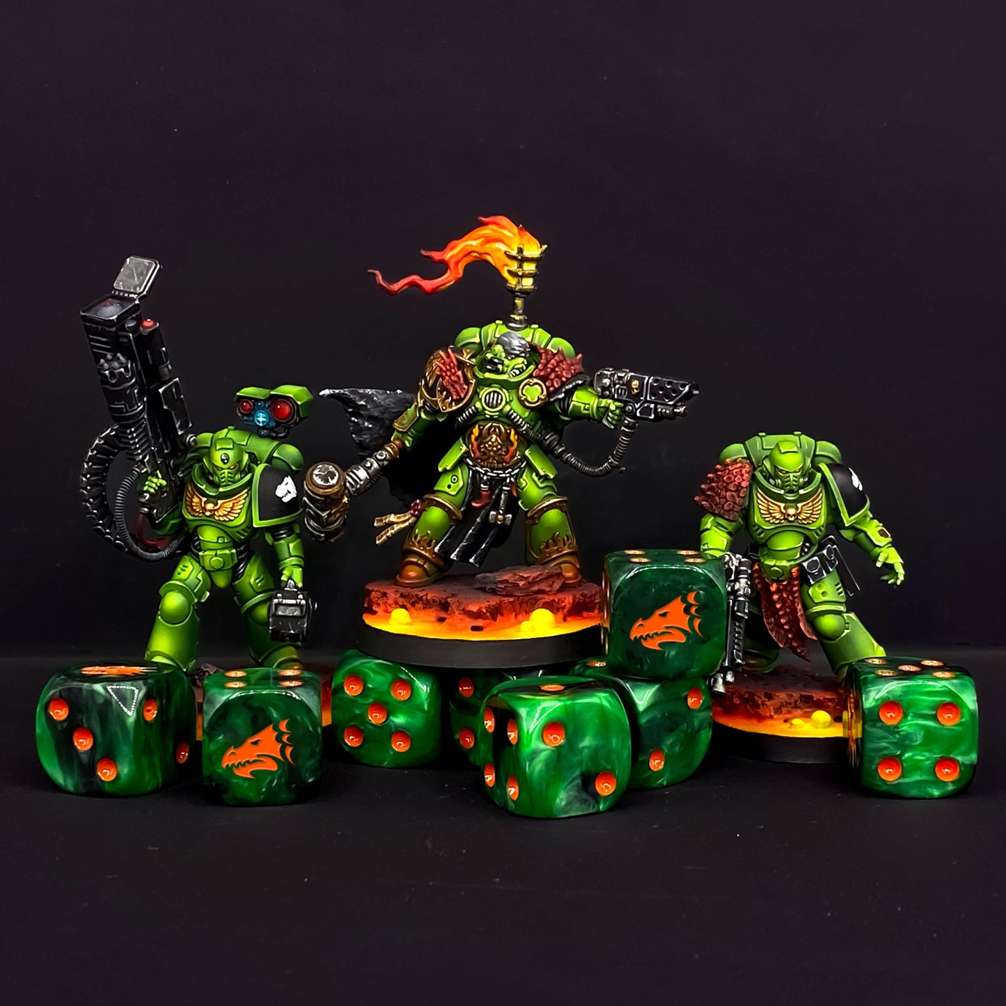 Drake Dice - Green & Orange - Out of Play