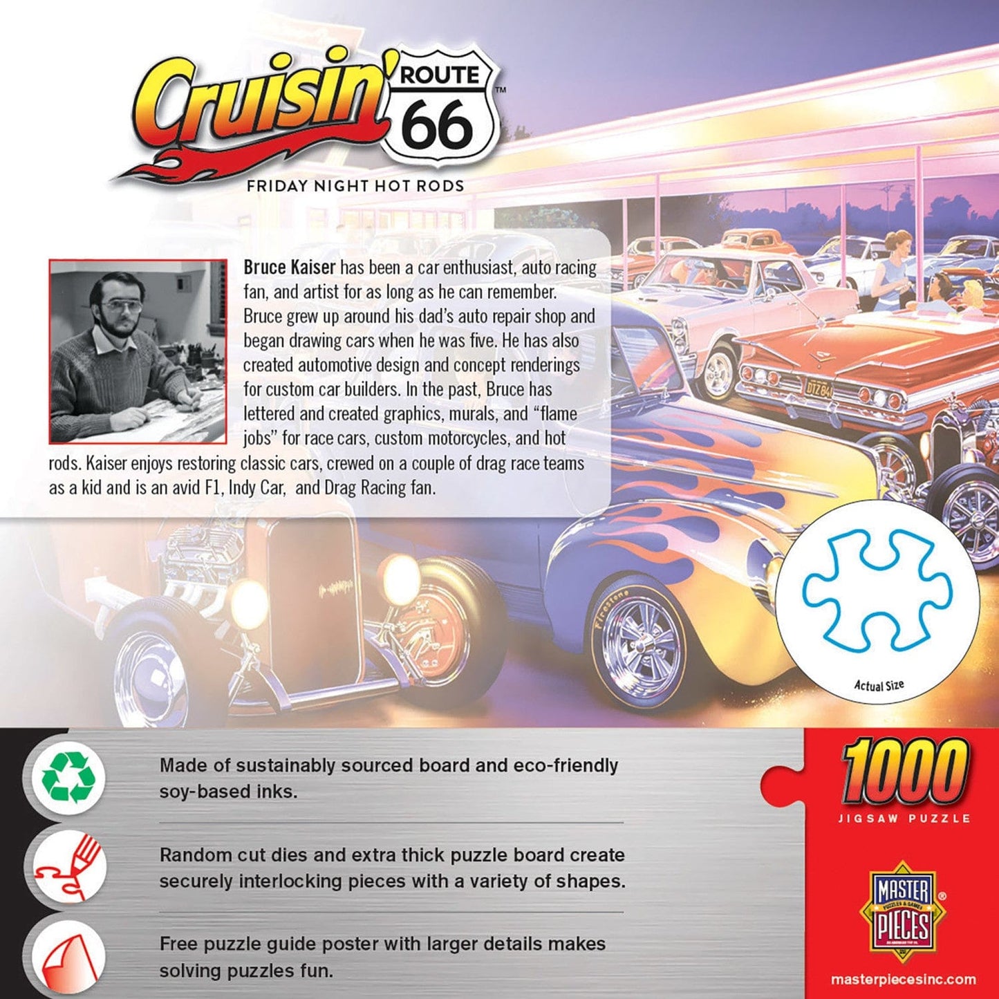 Cruisin' Route 66 - Friday Night Hot Rods 1000 Piece Jigsaw Puzzle - Out of Play