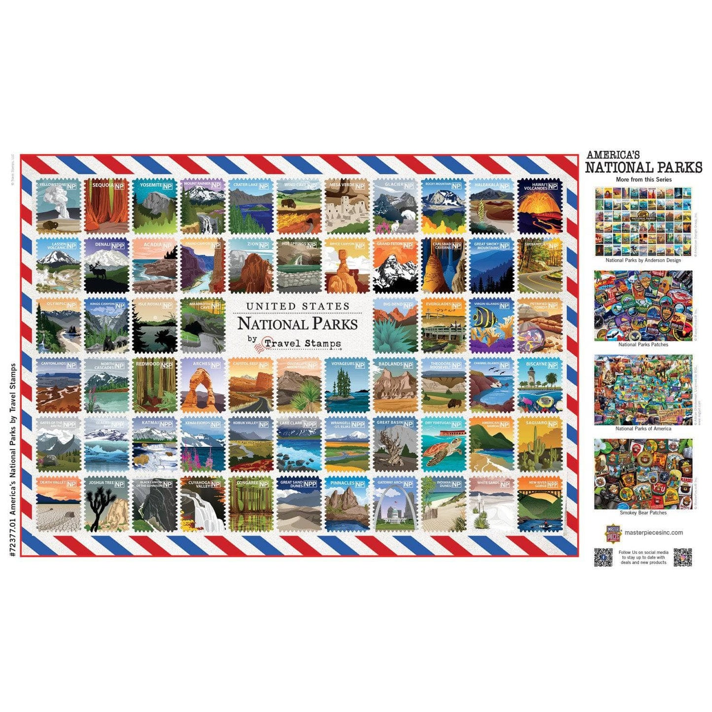 National Parks Travel Stamps 1000 Piece Jigsaw Puzzle - Out of Play
