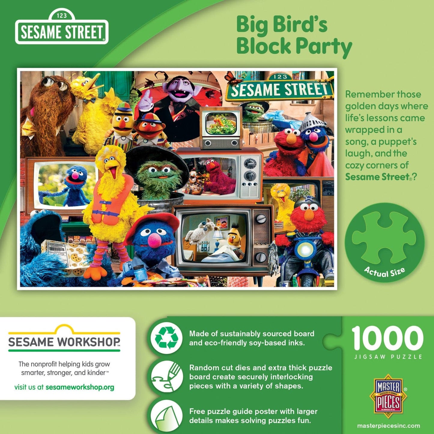 Sesame Street - Big Bird's Block Party 1000 Piece Jigsaw Puzzle - Out of Play