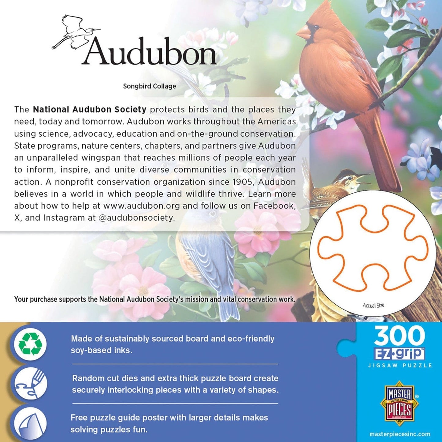 Audubon - Songbird Collage 300 Piece EZ Grip Jigsaw Puzzle - Out of Play