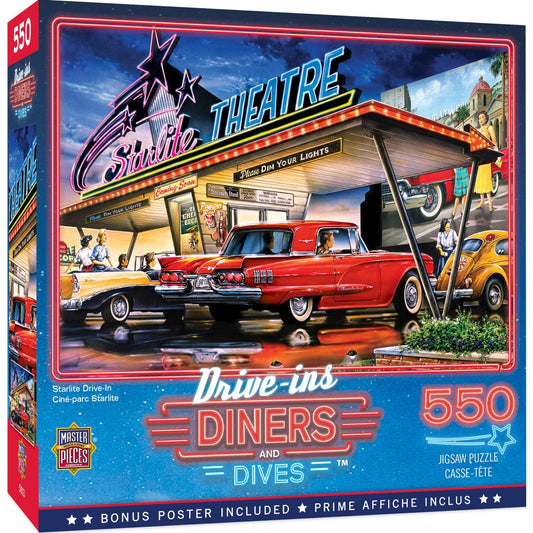 Drive-Ins, Diners & Dives - Starlite Drive-In 550 Piece Jigsaw Puzzle - Out of Play