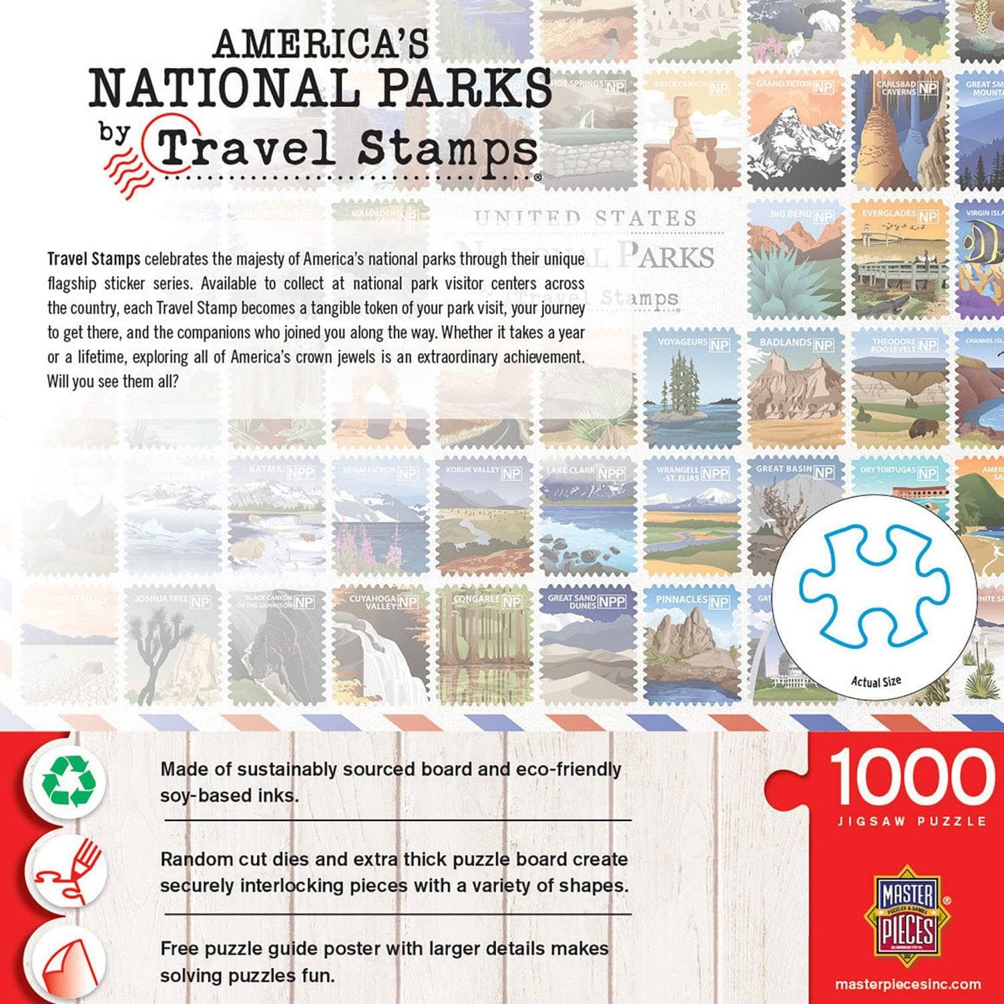 National Parks Travel Stamps 1000 Piece Jigsaw Puzzle - Out of Play