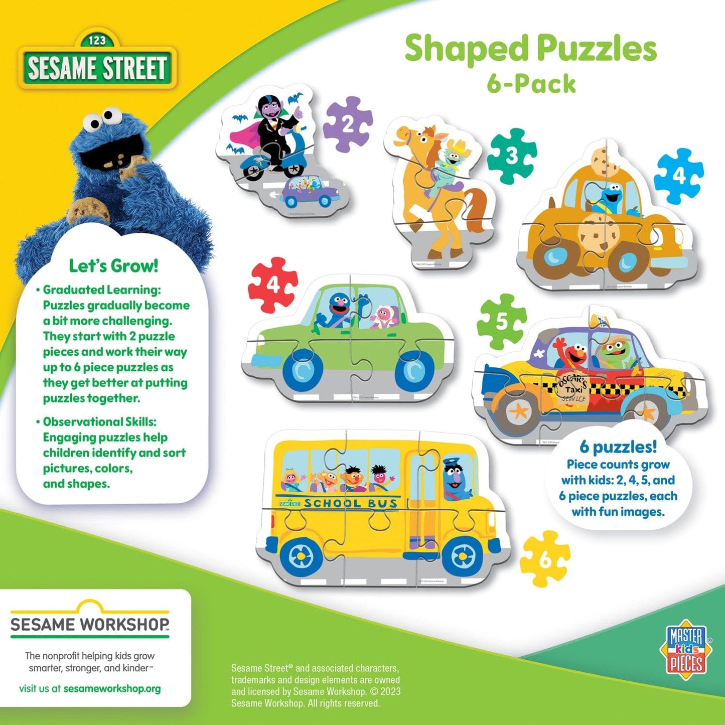 Sesame Street - Vehicles 6-Pack Mini Shaped Jigsaw Puzzles - Out of Play
