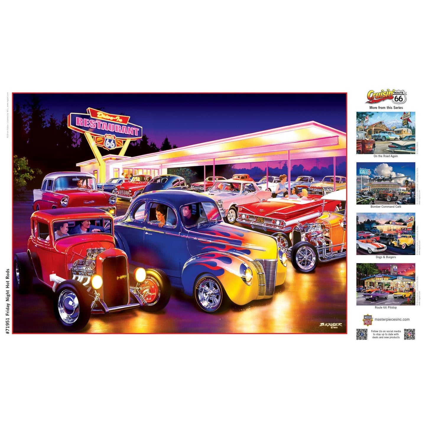 Cruisin' Route 66 - Friday Night Hot Rods 1000 Piece Jigsaw Puzzle - Out of Play