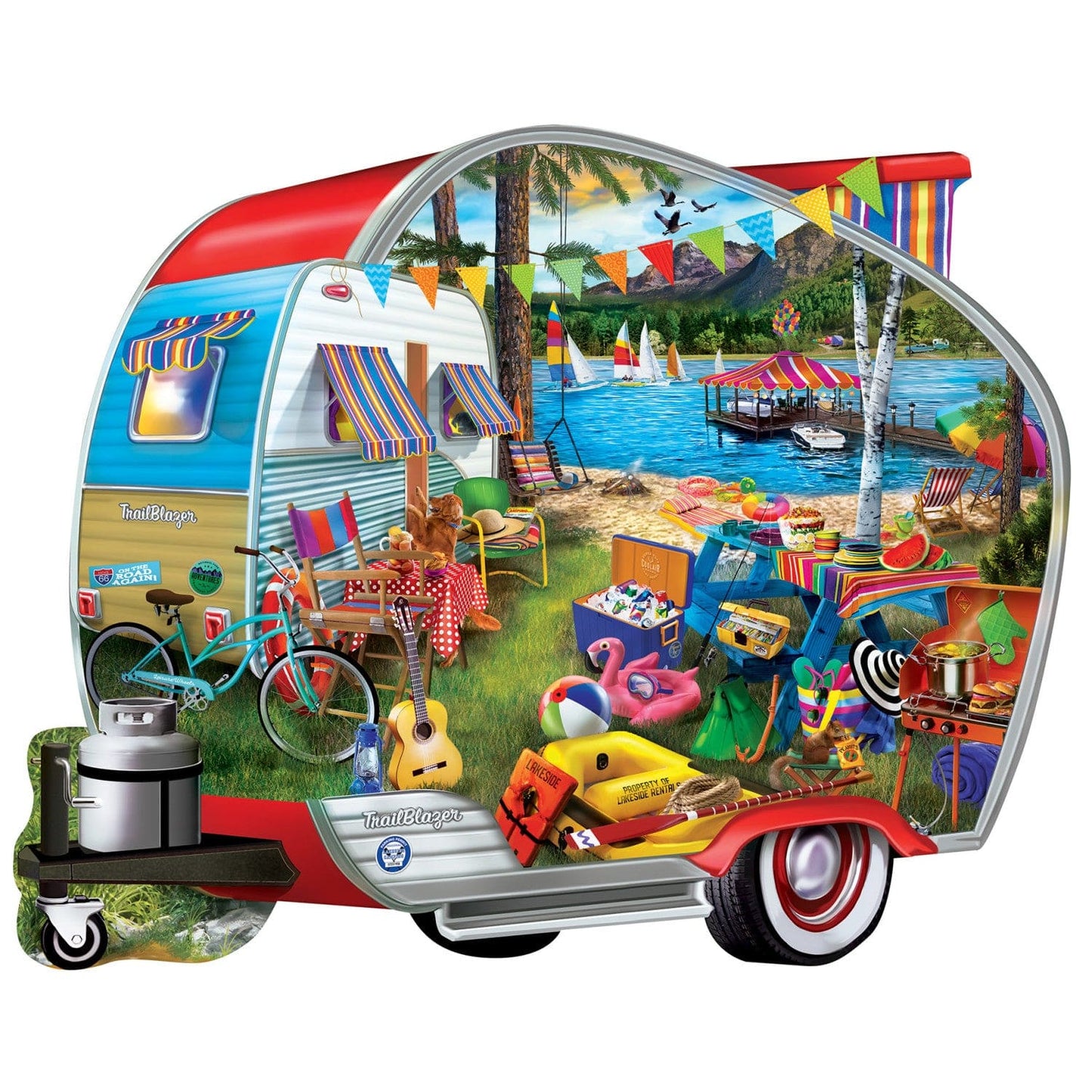 Shapes - Happy Campers 1000 Piece Shaped Jigsaw Puzzle - Out of Play
