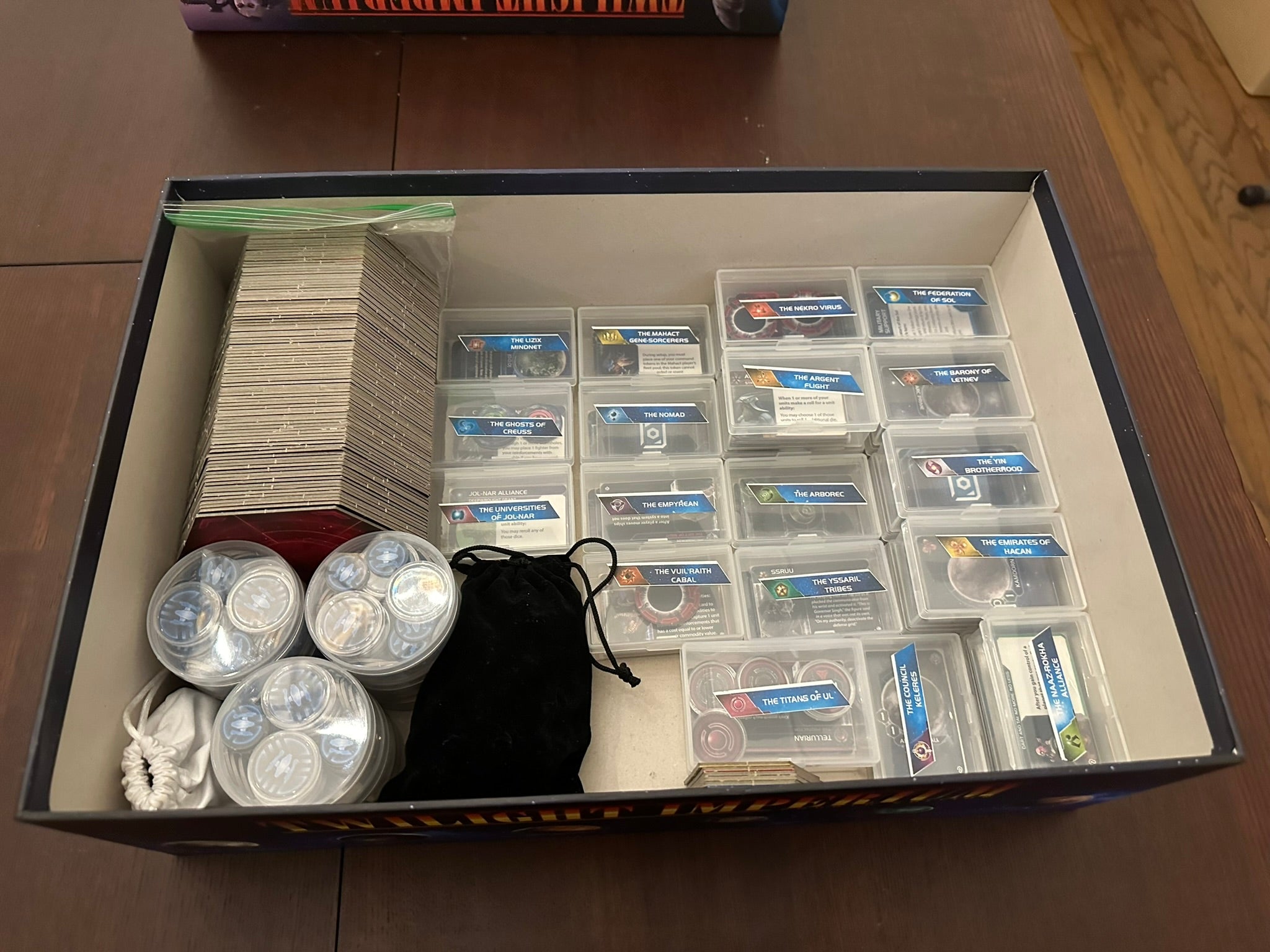 TWILIGHT IMPERIUM IV BitsBins - 35 Originals, 1 XL, 9 Pods, 1 Card Box - Out of Play