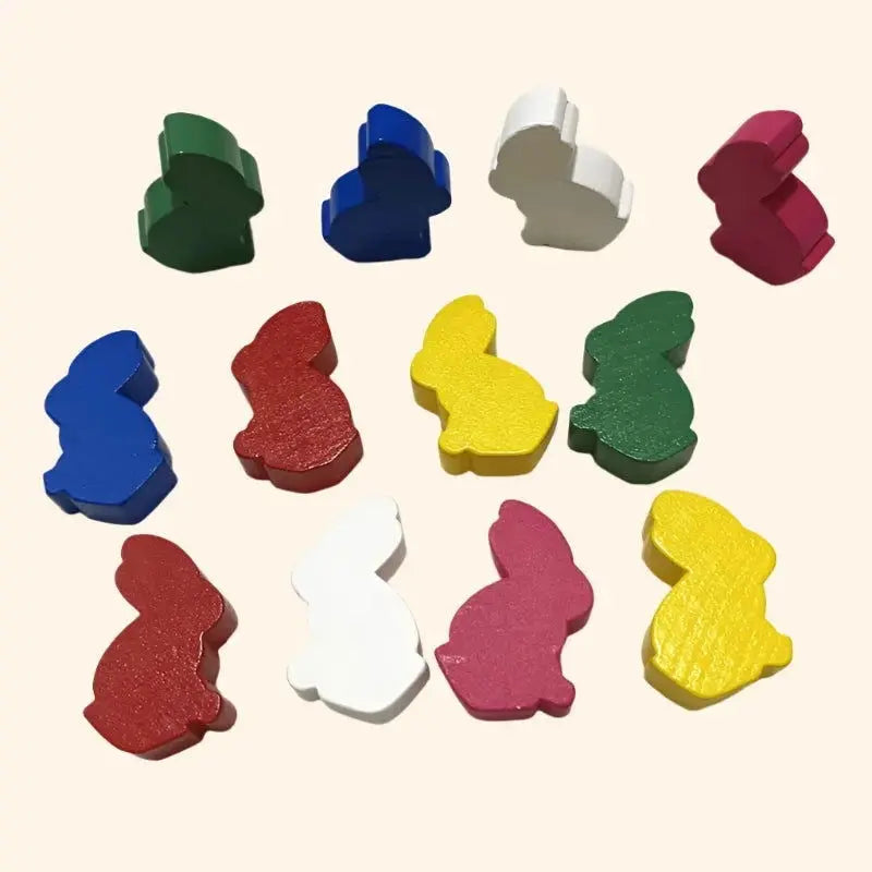 12Pc Wood Rabbit Pieces - Out of Play Board Game Accessories