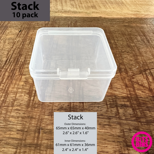 10 Pack BitsBins Stack Container | Measures 65mm x 65mm x 40mm - Out of Play