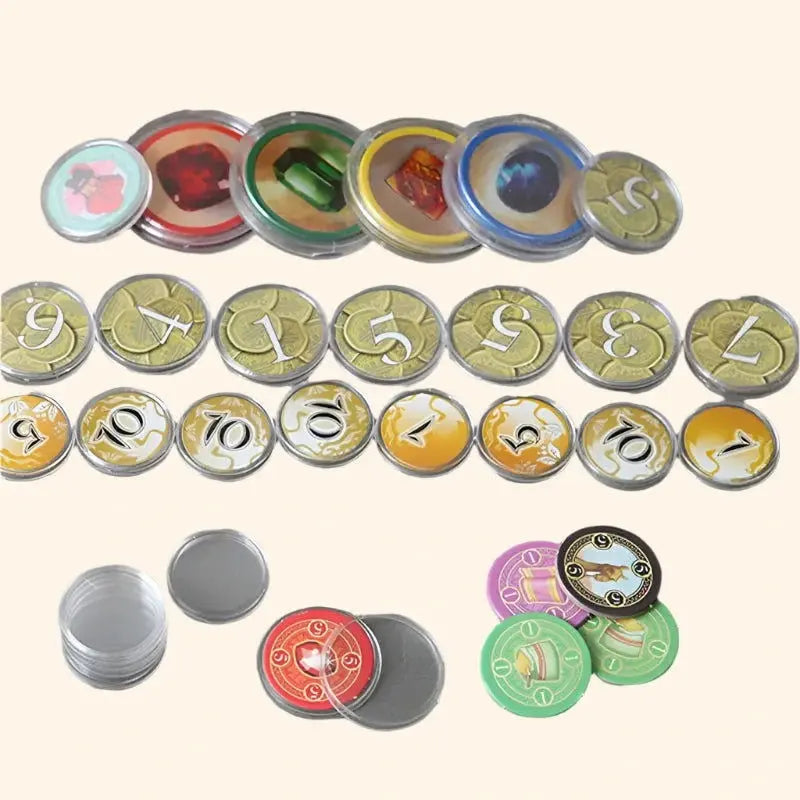 20/50Pcs 15 Sizes Clear Plastic Token Capsules - Out of Play Board Game Accessories