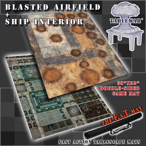 30x22" Double-Sided 'Ship Interior' + 'Blasted Airfield' F.A.T. Mat Battle Gaming Mat - Out of Play